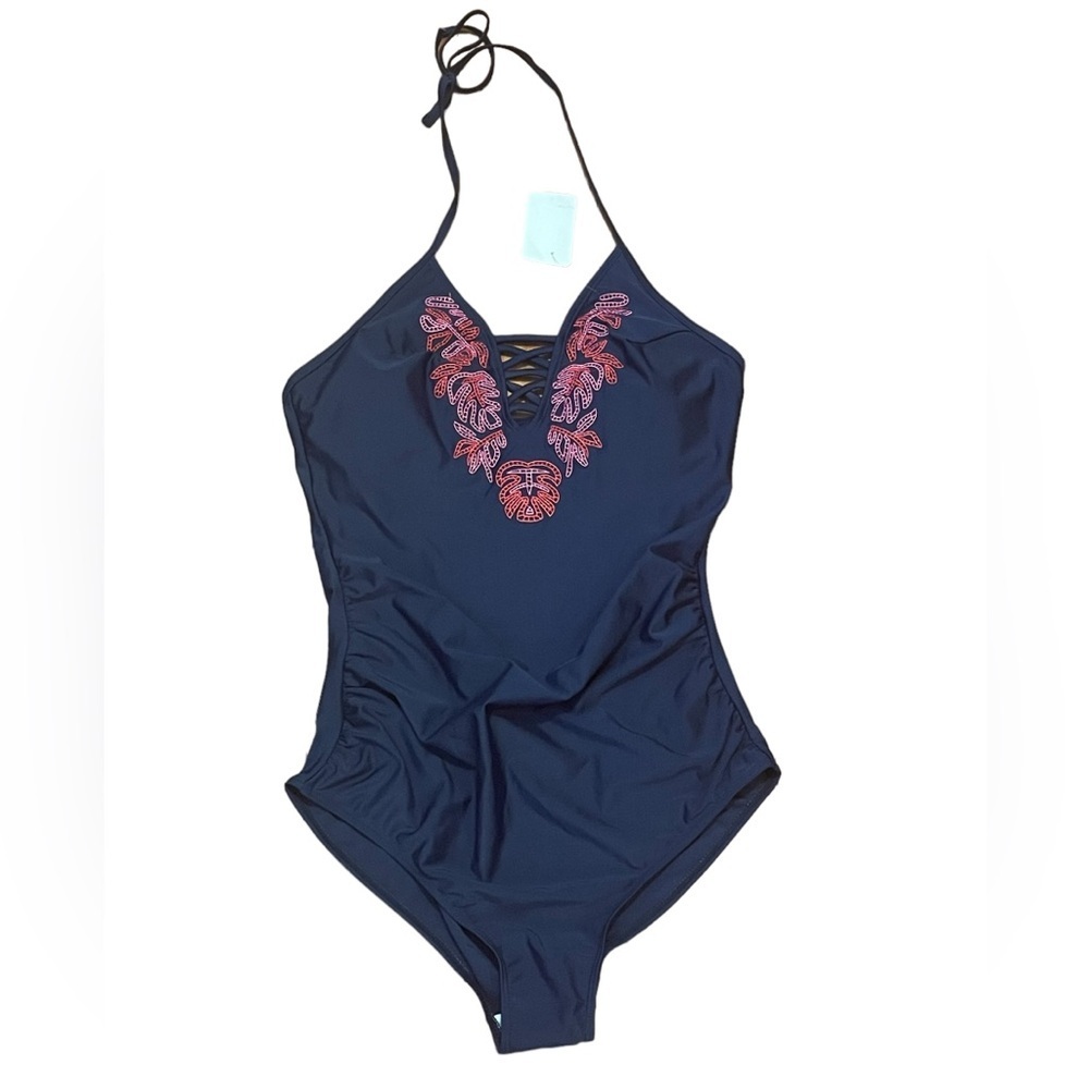 Navy Blue Embroidered‎ Women's Swimsuit​​